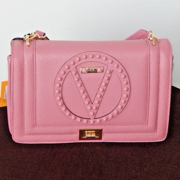 Valentino by Mario Valentino Alice Rock Pink Leather Flap Shoulder Bag NWT - Picture 4 of 16